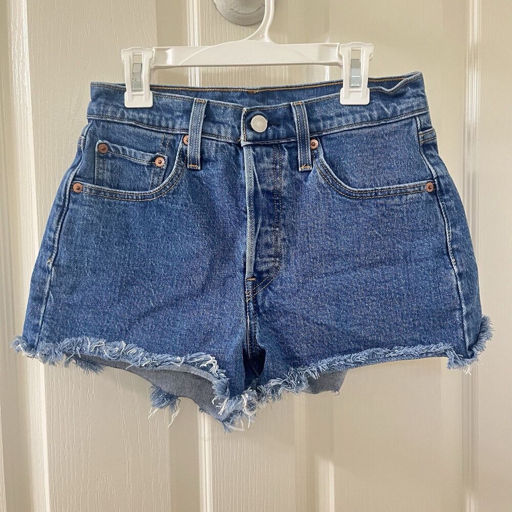 Levi's 501 Original Fit High-Rise Women's Cut-Off Shorts Denim Button Fly SZ 25